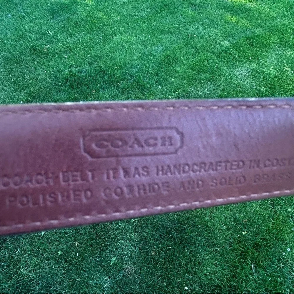 Vintage Coach Brown Leather Belt Brass Buckle | Size 36